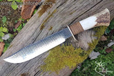 Hoof Rasp Cowboy Bowie knife With Stag Handle And Leather Sheath.