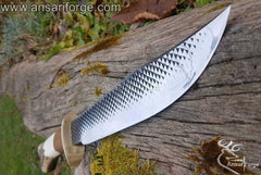 Hoof Rasp cowboy Bowie Knife for sale with leather-wrapped stag handle and brass hilt.