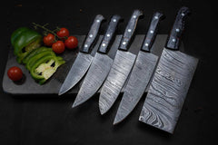 Best Damascus Kitchen Knife Set 5 Chef Knives With Roll Bag