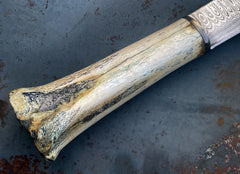 Bone handle Damascus steel seax knife