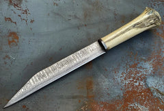 Modern Viking Seax Knife With Damascus steel blade and camel bone handle