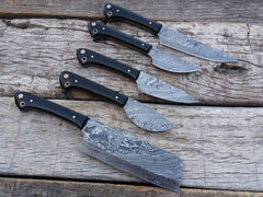 Handmade Damascus Chef Knives Set of 5