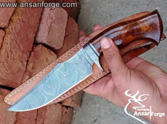Custom handmade Damascus hunting knife