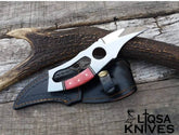 custom handmade fixed blade d2 steel finger hole hunting knife
