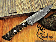 Hand forge Damascus steel hunting knife