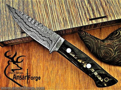 Hand forge Damascus steel hunting knife