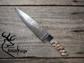 Damascus steel professional chef knife kitchen knife with sheep horn handle