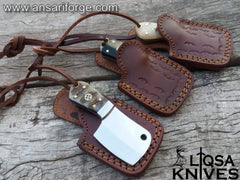 Hand-forged EDC knife with D2 steel blade and horn handle