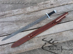 Damascus Viking sword with twist pattern blade.