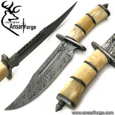 Damascus steel handmade hunting knife Bowie