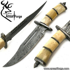 Damascus steel handmade hunting knife Bowie