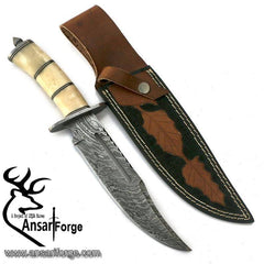 Damascus steel handmade hunting knife Bowie