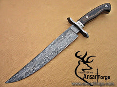 Feather Damascus handmade hunting knife - Handmade Bowie