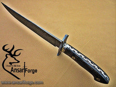 Feather Damascus handmade hunting knife - Handmade Bowie