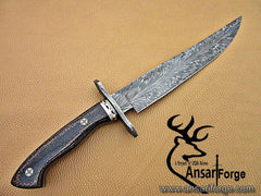 Feather Damascus handmade hunting knife - Handmade Bowie