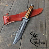 Damascus steel hunting Bowie knife