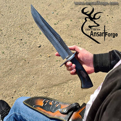 Custom Handmade Damascus Bowie Knife with sheath & G10 handle