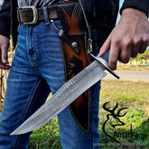 Hand-forged Damascus Bowie Knife - Classic 16" Design