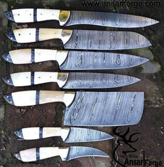 Damascus steel chef knife set / kitchen knife set