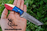 Damascus steel custom handmade Tanto hunting knife with Texas USA flag