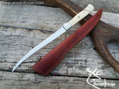 Handmade 1095 steel fillet knife bone handle.