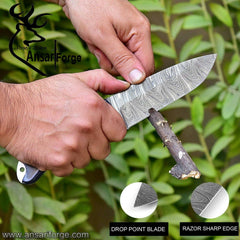 Damascus steel Handmade hunting knife G10 handle