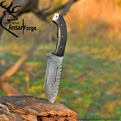 Handmade Hunting Bushcraft Tracker Knife Forged Damascus Steel Survival EDC 10"