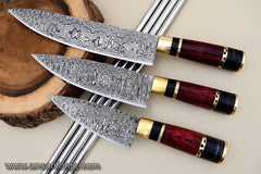 3 PCS Fancy kitchen knives set with leather bag