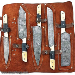 Damascus steel handmade kitchen knifes set chef knifes set