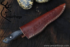 Damascus steel handmade finger guard hunting knife skinner
