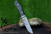 Damascus steel handmade finger guard hunting knife skinner