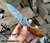 Damascus steel handmade pocket knife / folding knife EDC