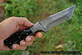 Handmade Damascus steel full tang tanto blade.