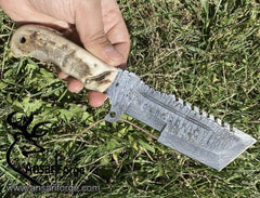 Damascus steel handmade Tracker knife Survival camping knife