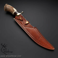 Damascus steel Stag handle Bowie hunting knife