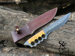Full tang handmade Damascus Trench combat hunter