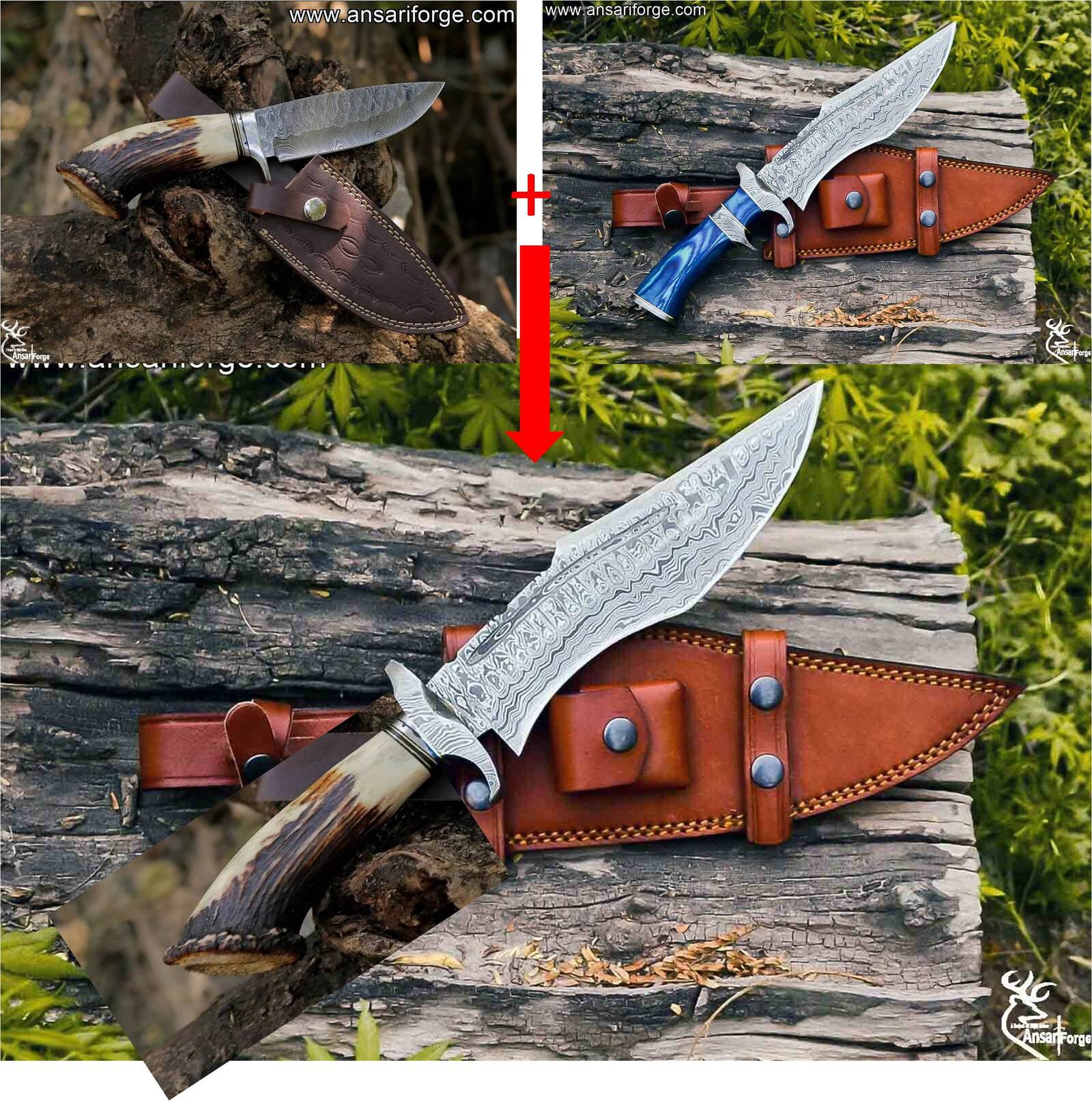 Damascus guard Bowie - Custom Order