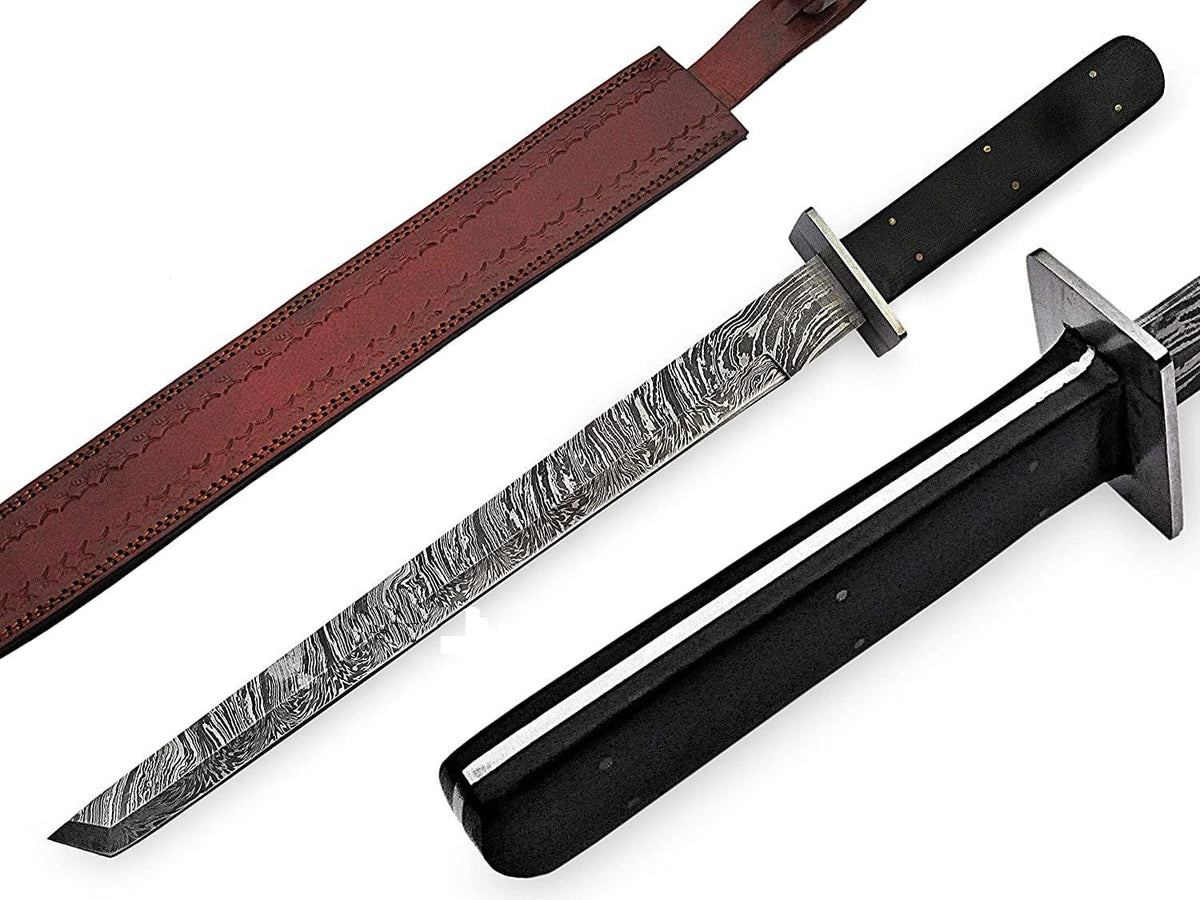 Damascus steel handmade tanto blade machete knife
