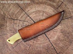 Handmade Damascus Steel Knife with White Camel Bone Handle