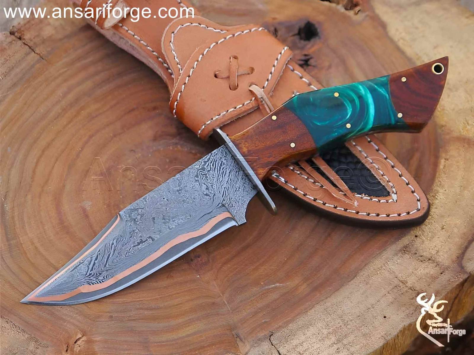 Copper Damascus Knife by Ansari Forge Now on Sale.