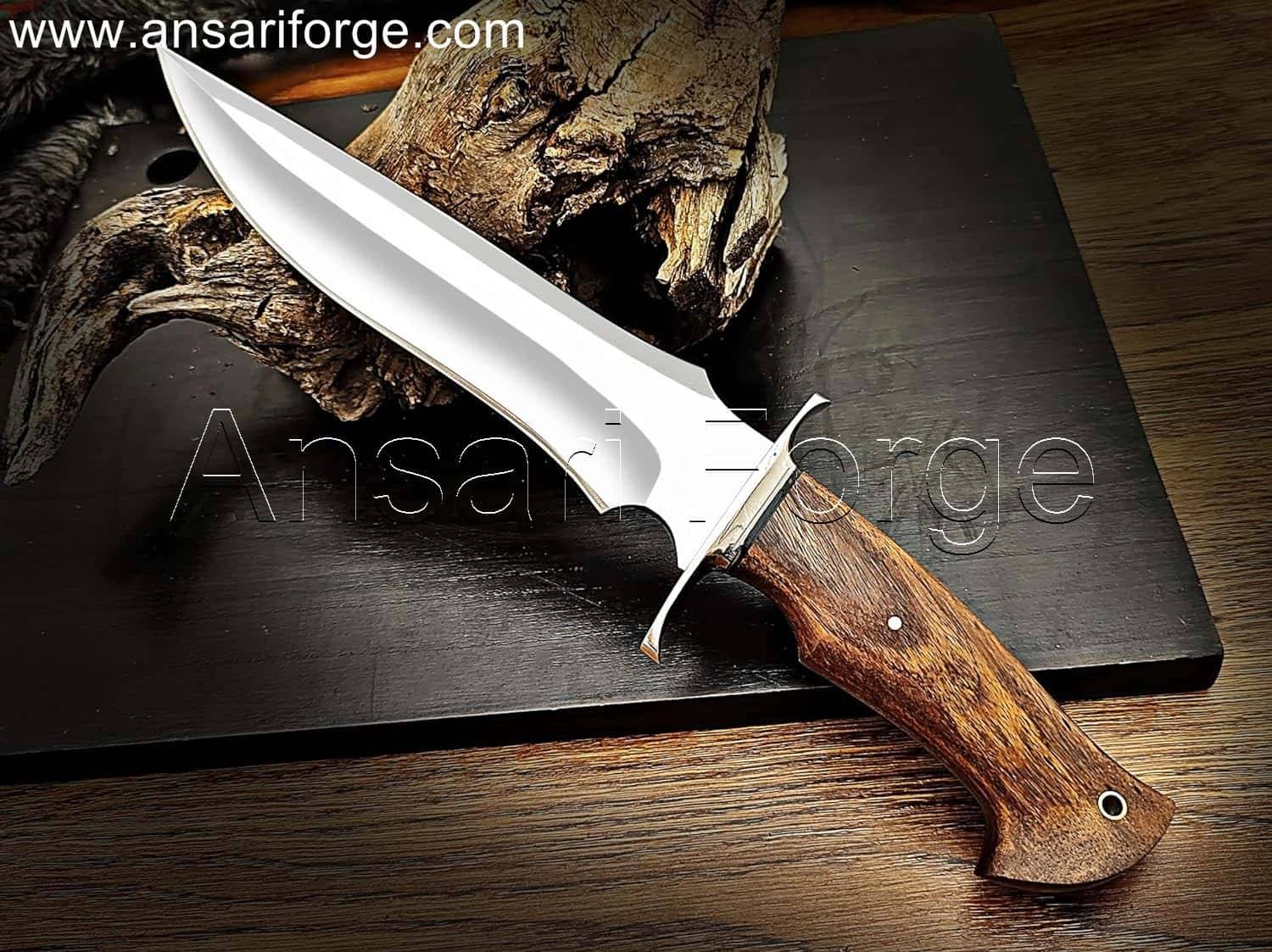 Handmade 13'' Custom D2 Steel Bowie Knife with Walnut Wood Handle and Leather Sheath - Perfect for Hunting, Bushcraft, Camping, Survival, and Skinning