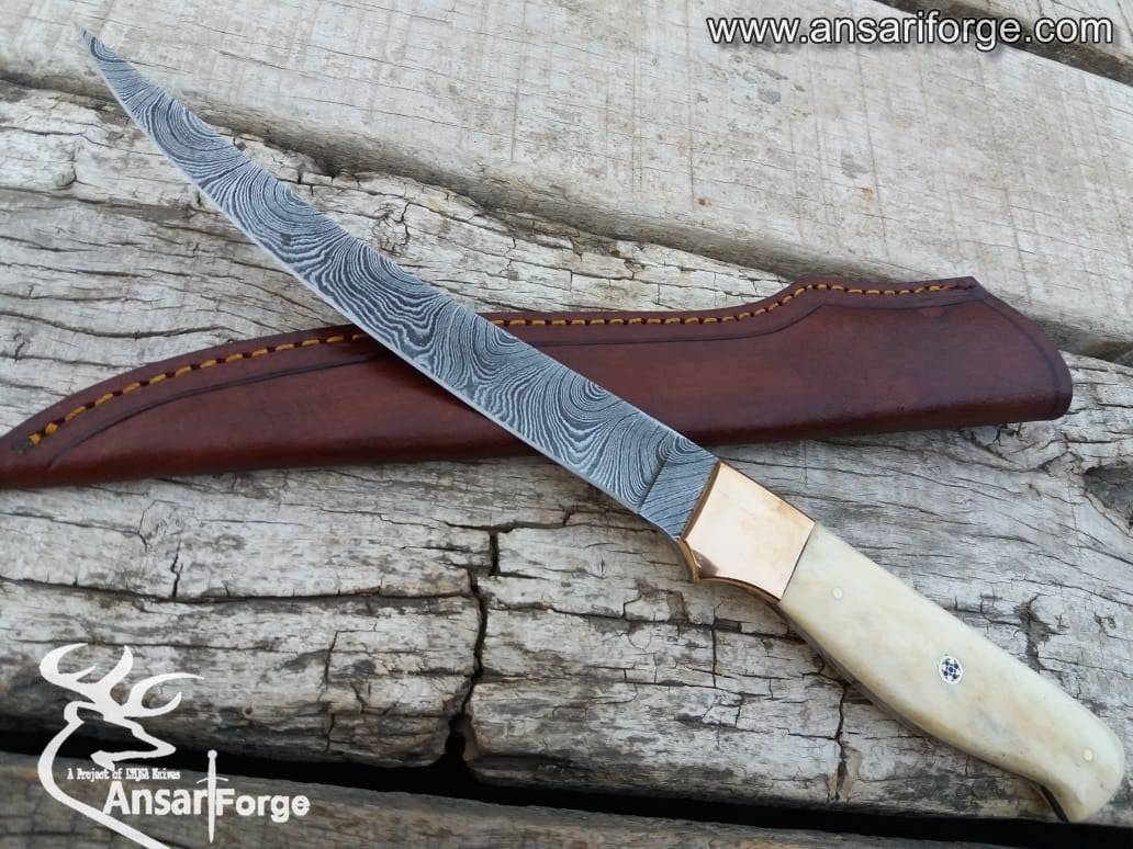 Custom handmade Damascus steel fillet knife