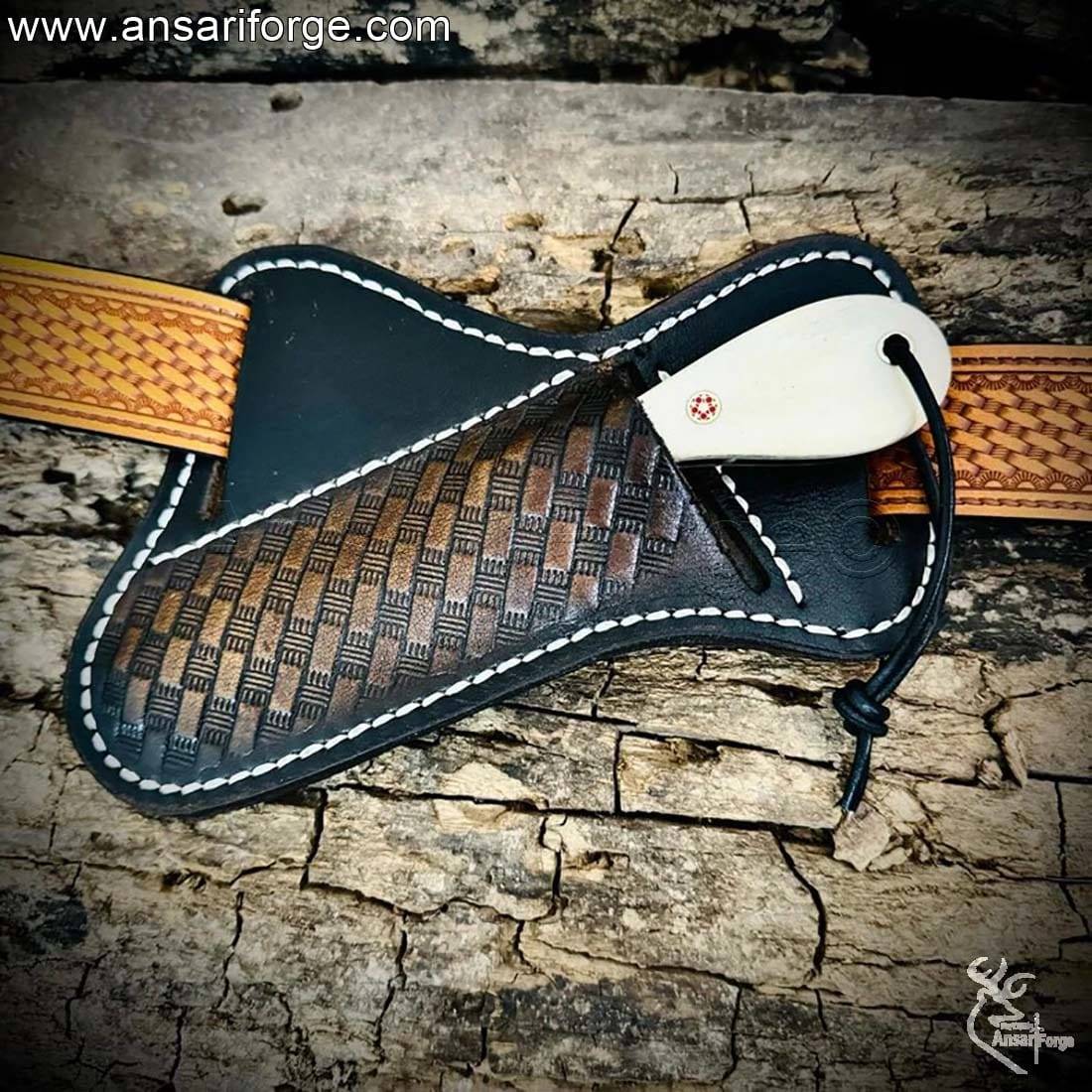 Cowboy Bull Cutter Knife In Pancake Leather Sheath.