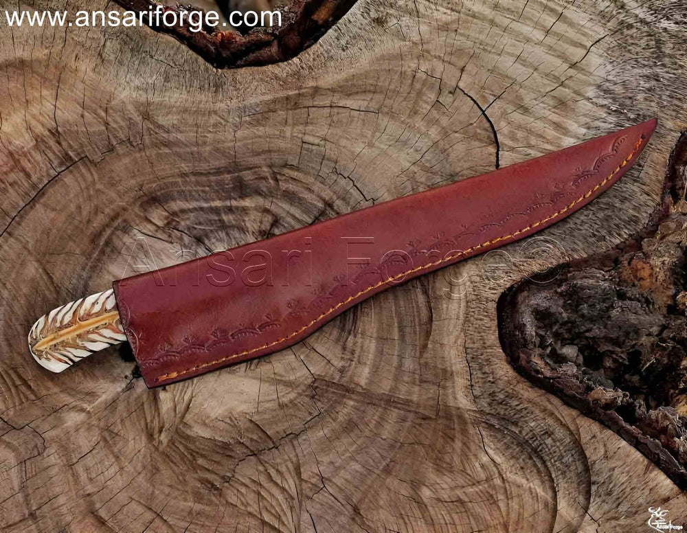 Handmade Fillet Knife: A beautifully crafted fillet knife with 512 layers of Damascus steel covered in leather sheath.