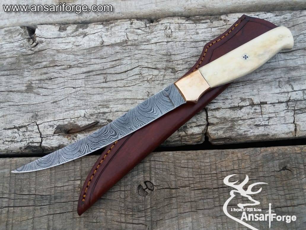 Handmade Damascus steel fillet knife for fresh & saltwater.