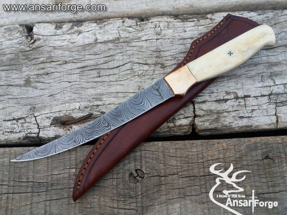 Handmade Damascus steel fillet knife for fresh & saltwater.