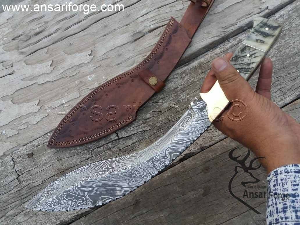 Shop Ansari Forge Full Tang Damascus Kukri | Handmade in Nepal.