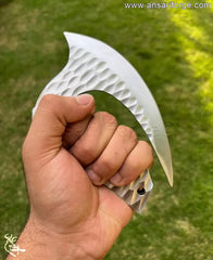 Alaskan Ulu knife handmade by Ansari Forge with stainless steel handle.