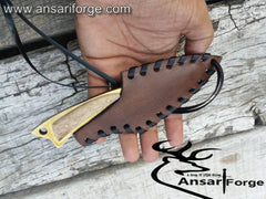 Handmade Damascus steel Everyday carry knife 6.0" inches long - Damascus neck knife With Stag Handle