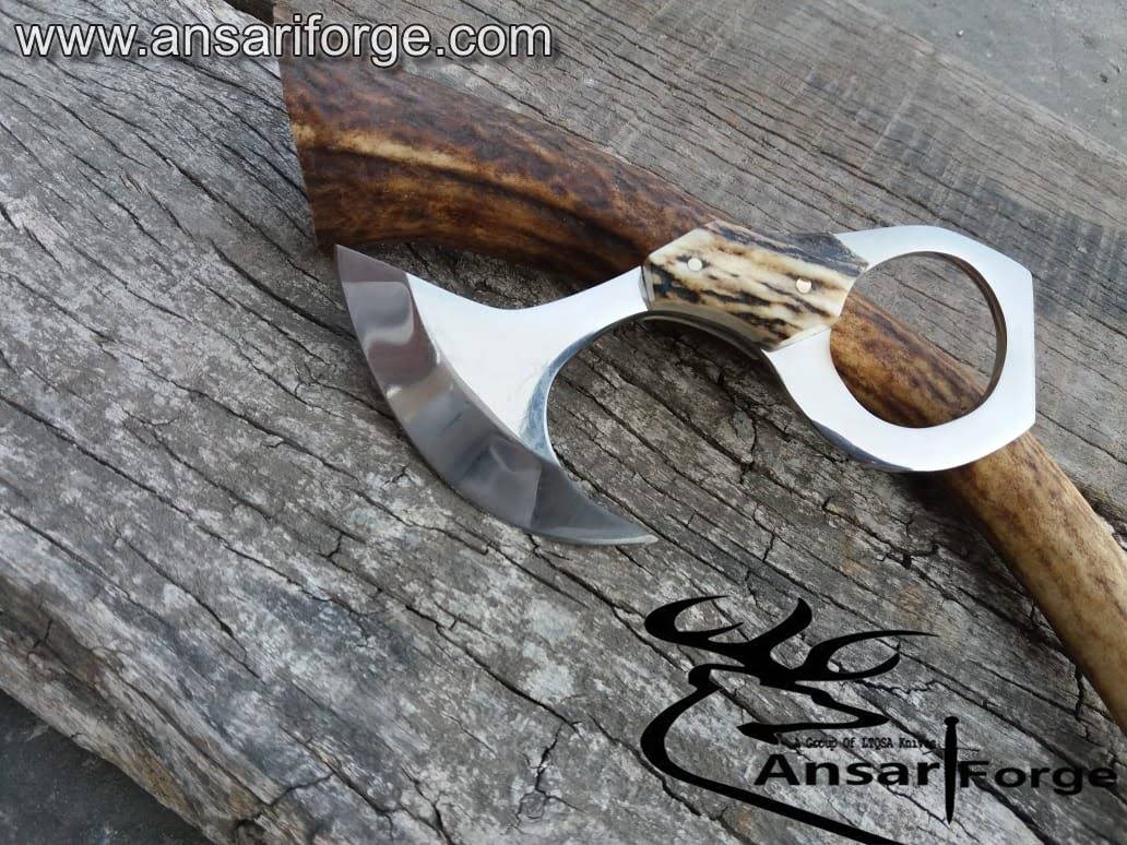Side profile of best budget EDC knife highlighting 2-inch blade and 3-inch stag handle